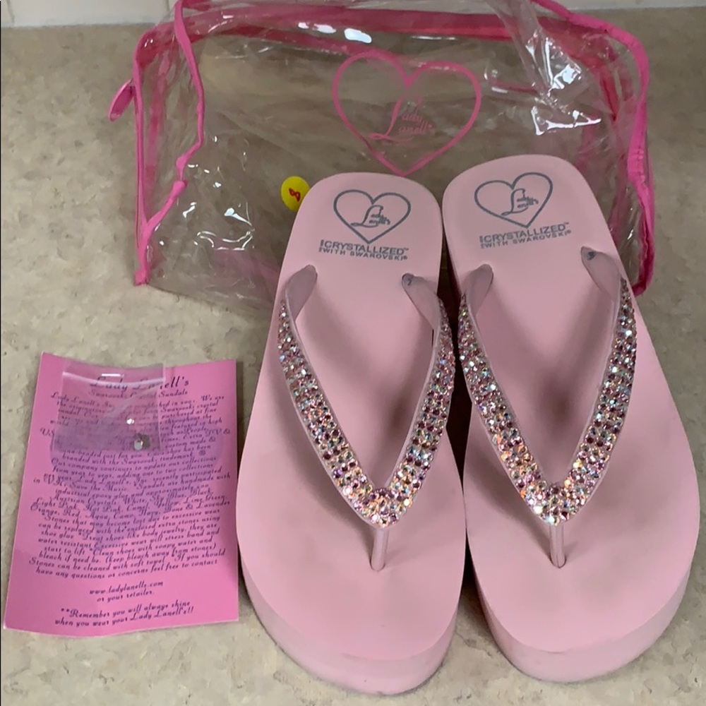 Lady Lanell’s flip flops with Swarovski Crystals